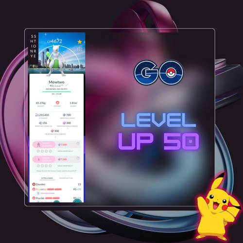 Shiny mewtwo lvl 3 - 50, +